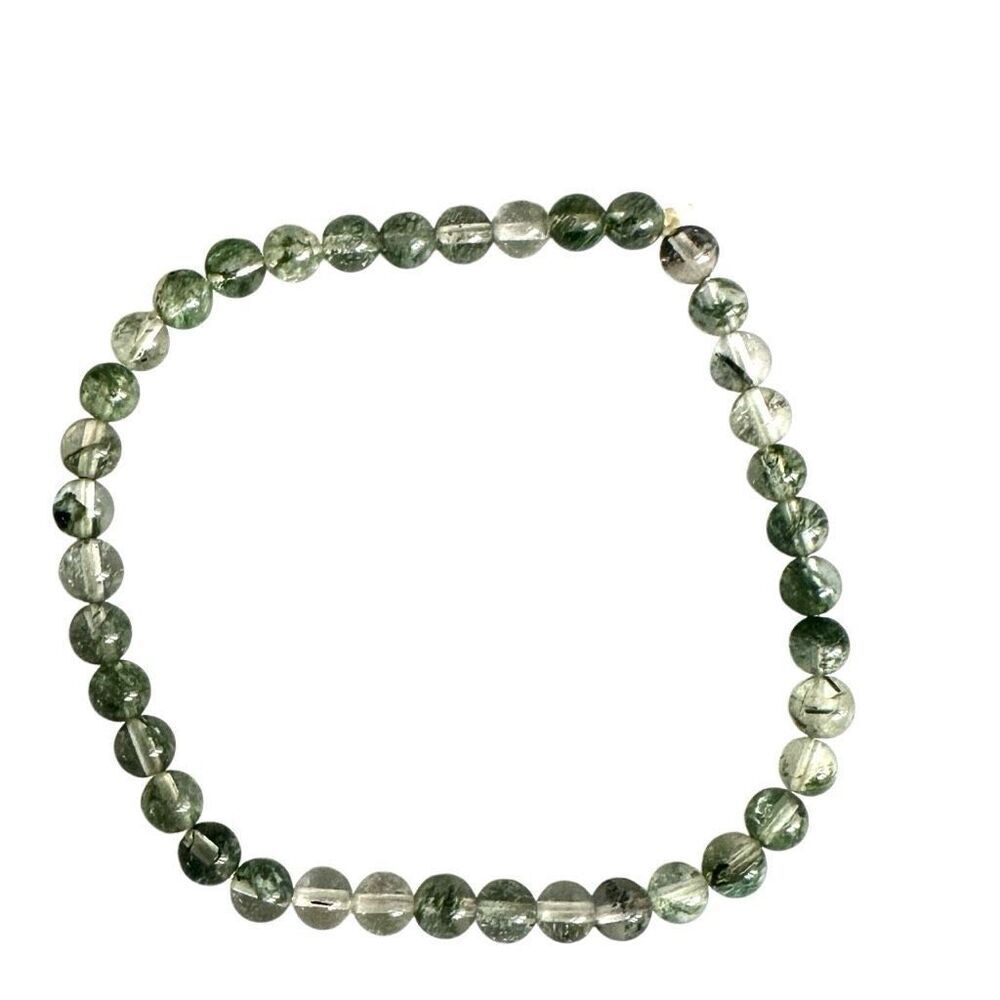 Lodolite green quartz beaded bracelet